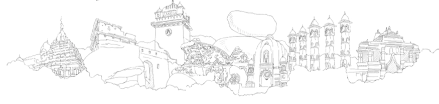 Line art of Jabalpur city landmarks